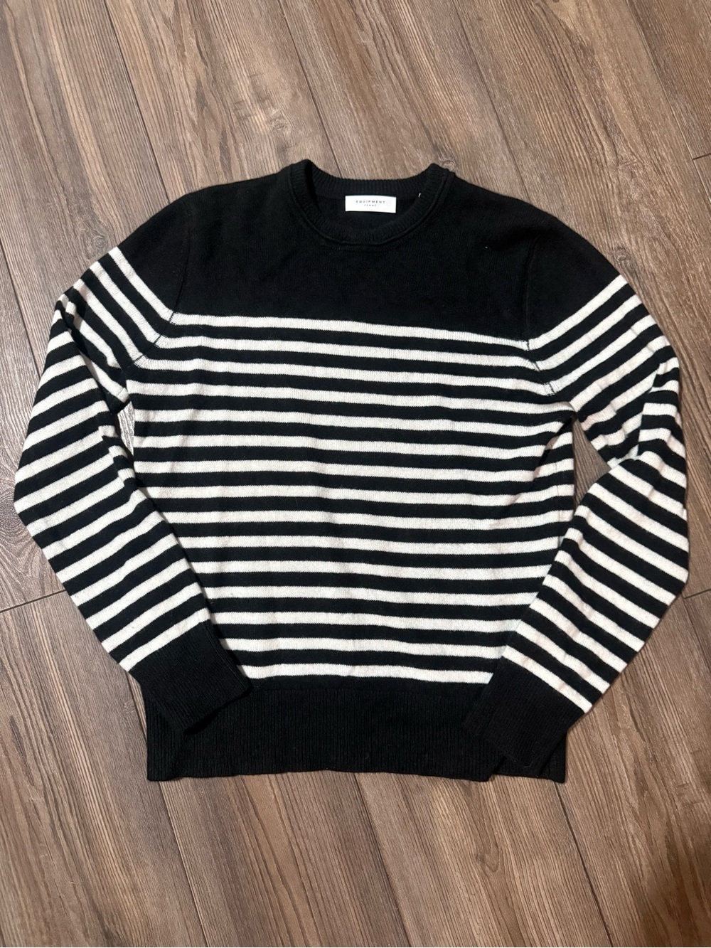 Equipment Femme 100% Cashmere Striped Sweater Black White Crewneck Small